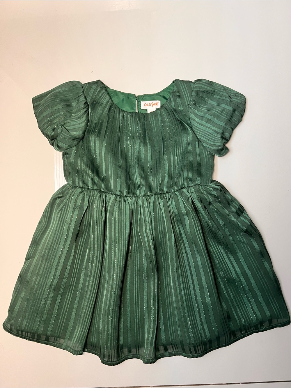 Cat & Jack Emerald Green Girls' Shimmery Striped Dress